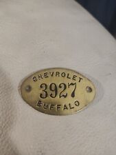 Vintage CHEVROLET BUFFALO PLANT Brass Property or Equipment Tag picture