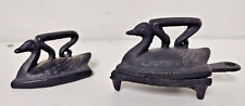 Vintage Swan Mini Sad Iron with Trivet Miniature Sample Size miniature 2 irons picture