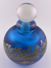 Brian Maytum 1989 Bright Blue W/Iridescent Pink & Umber Perfume Bottle/Stopper picture
