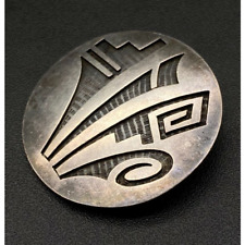 Vintage Hopi Lawrence Saufkie Prayer Feathers Sterling Silver Pin Brooch picture