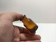 Small Squatty Antique Amber Cylinder Medicine Bottle. picture
