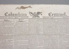 Original 1806 COLUMBIAN CENTINEL Newspaper No. 43 Vol. 44, 4 pgs. Boston picture