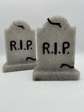 Halloween Melted Plastic Popcorn Light Up Sparkling Tombstones LOT Of 2 Tested picture