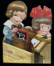 1920s Antique Vintage Valentine's Day Card Mechanical Googly Eyes Large Size picture