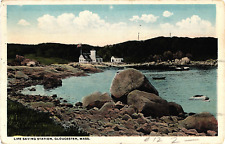 Life Saving Station on Beach Gloucester Massachusetts Divided Postcard 1913 picture