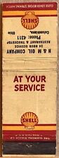 H&M Oil Company Columbiana OH Ohio Shell Gas Truckstop Vintage Matchbook Cover picture