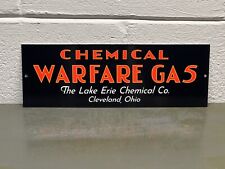 Chemical Warfare Gas Thick Metal Sign Oil Lake Erie Danger Warning Toxic Weapon picture