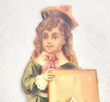 1880's Fancy Boy with Box of Cash  Die Cut Victorian Card Child Money picture