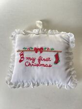 Vintage 80s bantam toys  1981 baby first christmas music box White Lace Pillow picture