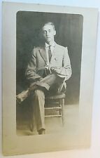 Vintage Young Man in Suit Real Photo Unmailed Postcard Mrs U H Cook Frankfurt SD picture