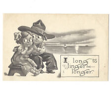 c.1900s I Long To Linger Longer Cute Couple Romantic Romance Postcard UNPOSTED picture