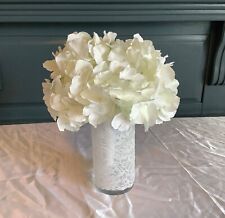 cylinder glass vase embellished with white floral lace picture