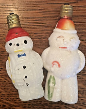 Vintage Figural Light Bulbs Snowman, Man, C7, Lot of 2 WORK picture