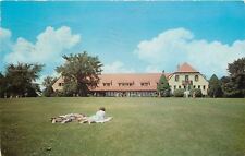 Angola Indiana~Pokagon State Park~Potawatomi Inn~Folks Laying on Lawn~1952 picture