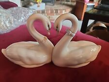 Lladro 6585 ENDLESS LOVE White Swans Pink Flowers Heart picture