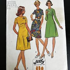 Vintage 1970s Simplicity 5676 Round Neckline Jiffy Dress Sewing Pattern 6 8 CUT picture