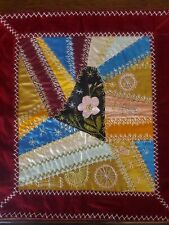 Antique Crazy Quilt Block Sampler Embroidery Silk & Velvet picture