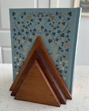 Vintage Set of 2 Bookends MCM Mid Century Teak Wood Triangle picture