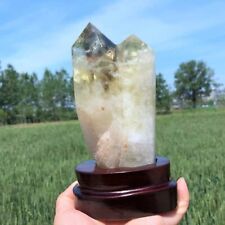 990g Natural smoky citrine double obelisk quartz crystal healing+stand decor picture
