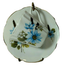 Royal Dover Bone China Tea Cup & Saucer Blue Floral England T16 picture