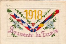 CPA MILITARIA / FANTASY / HAND EMBROIDERY / 1918 / SOUVENIR OF FRANCE / picture