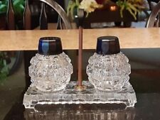 Vintage Small Clear Salt and Pepper Shaker set with Tray Made in Japan picture