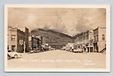 MT Hamilton Montana RPPC Main Street 1940s Photo Postcard 15a picture