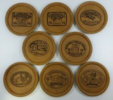 Vtg 70's HESSTON RODEO Coaster Set Leather National Finals 1975 1976 - 1982 BOX picture