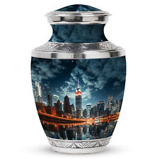 Cremation Urns For Adult Ashes Small New York City Night View 10 Inch, Large Urn picture