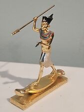 2003 Gold King Tut on Reed Boat Holding Spear Egyptian Museum Piece Small Figuri picture
