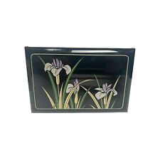 VTG Asahi Musical Japanese Lacquered Floral Black & Red Jewelry Box Granny Core picture