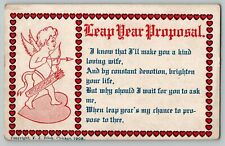 1908 Leap Year Proposal Cupid Poem by F J Bilek Vintage Postcard 253 Union Made picture