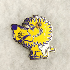 Vintage Kiel Wisconsin Yellow Lion Lions Club Metal Enamel Lapel Pin picture