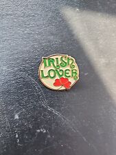 Vtg Irish Lover Red Heart Clover Enamel Lapel Pin St Patricks Day B-1 Pinback picture