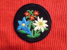 Vintage Edelweiss Flowers Round Collectible Patch Switzerland Sound of Music2.5