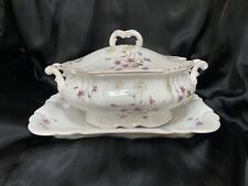 Antique Porcelain Soup Tureen with Lid and Platter picture