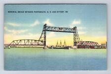 Portsmouth NH-New Hampshire, Memorial Bridge, Antique, Vintage Souvenir Postcard picture