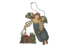 Wooden Guardian Angel Over House Christmas Ornament 4