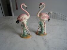 Pair Vintage 1960s Florida Pink Flamingo Ceramic Bird Figurines picture
