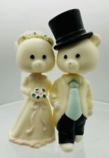 VTG Mouse Couple Wedding Figurine / Cake Topper Bride and Groom Mice 2” Figures￼ picture
