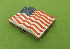 American Flag Limoges Trinket Box France Peint Main picture