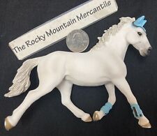 Schleich Hanoverian Horse Silver Gray White Mare w/ Turquoise Fly Veil PRELOVED picture