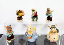 6 Miniature bunny figurines lot  whimsical 2in resin bunnies picture