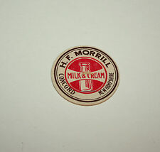 2 Vintage Farm H.F. Morrill Dairy Concord NH Milk Cream Bottle Cap NOS New 1950s picture