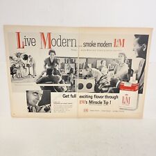 Vintage 1956 Live Modern L&M Filter Cigarettes 2 Full Page Magazine Print Ad picture