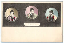 c1905 Mother Covering Mouth Hear No Evil See No Evil Monkeys Japan Postcard picture