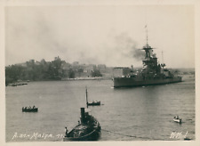 KK Bergen, Malta, Warship in the Harbour, ca.1925, Vintage Silver Print v picture
