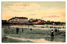 1908 Bathing Scene, York Beach, Swimming in the Ocean, ME Postcard picture
