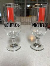 Vintage Michelob Footed Pilsner Beer Glass 6 1/2 Tall Anheuser Busch Pair Of 2  picture