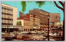 Watertown, NY New York Public Square Stores Vintage Cars Chrome Postcard picture